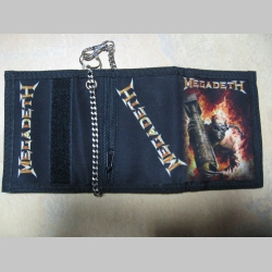 Megadeth, hrubá pevná textilná peňaženka s retiazkou a karabínkou